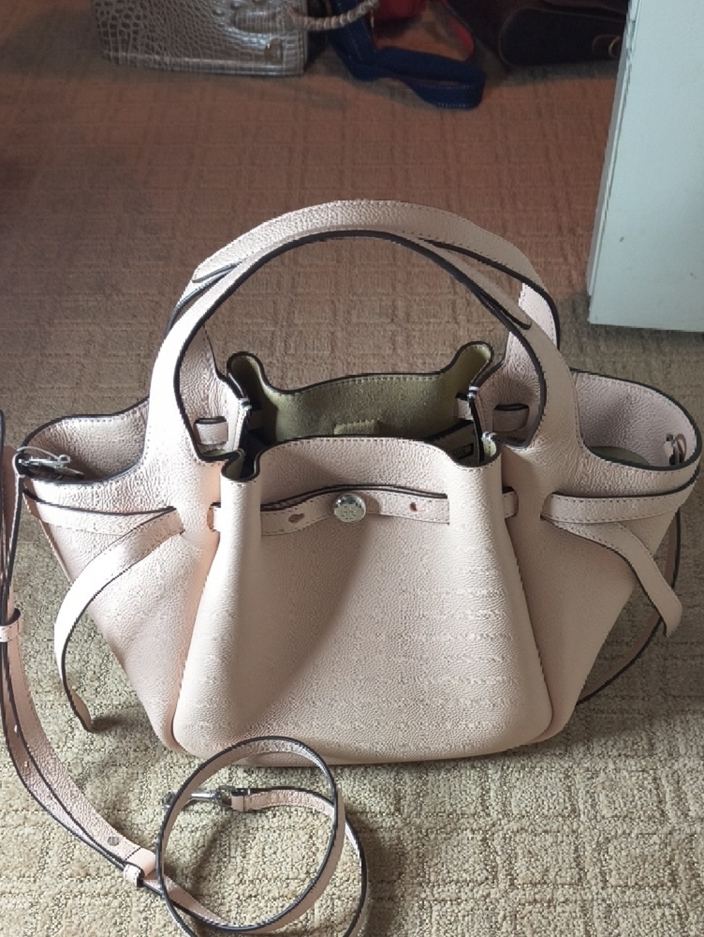 Tory Burch Small Romy Tote In Blush Pink - Picture 11 of 11